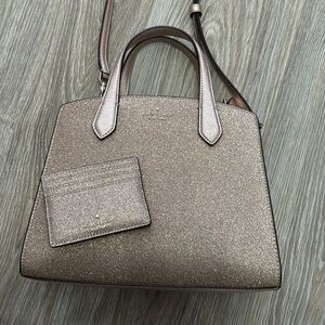 Kate Spade tinsel crossbody tote & card holder